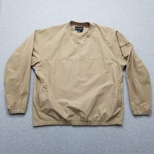 FootJoy Windbreaker Jacket Mens Large Beige Zip Pockets Embroidered Logo Golf‎